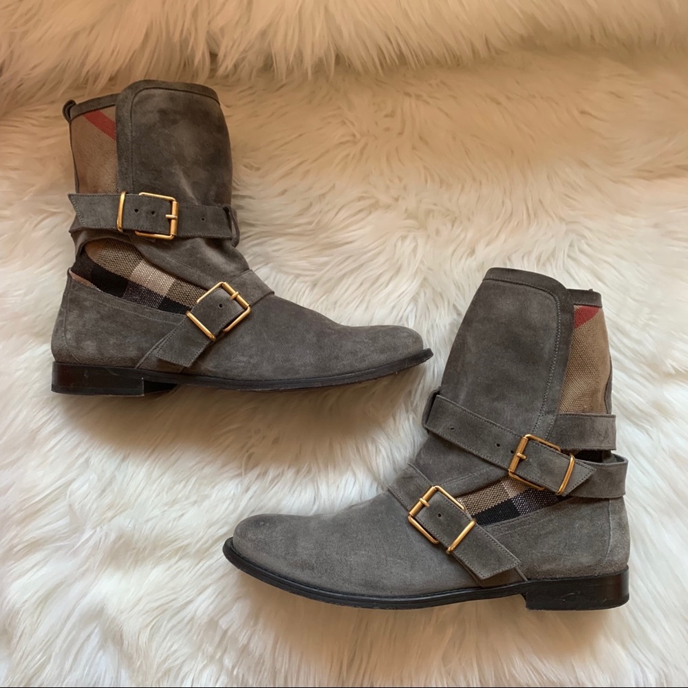 Burberry Gray Combat & Moto Boots